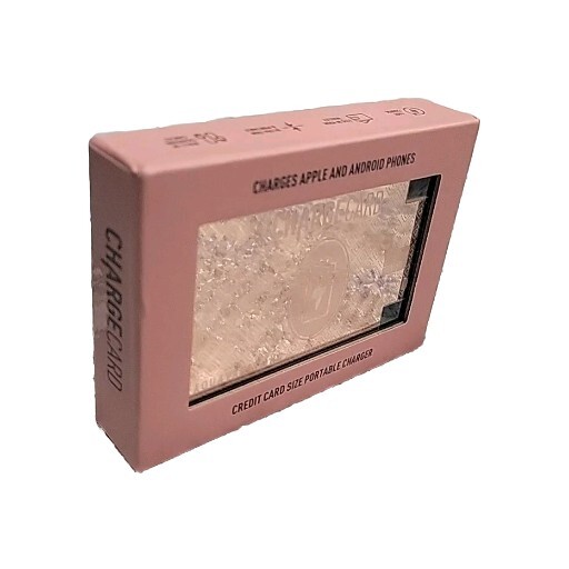 AquaVault ChargeCard Credit Card Size Portable Apple Android Charger Pink AV10