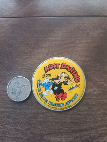 Nice Vintage Smurf Most Darling Boo Stick On Button | eBay