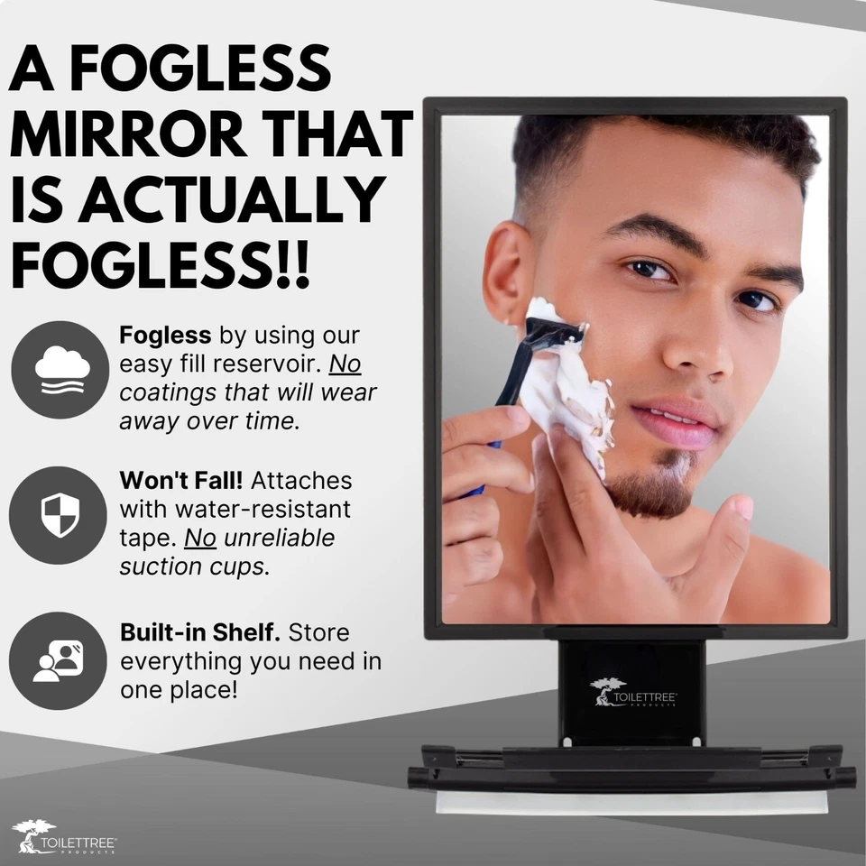 Fogless Shower Shaving Mirror Razor Holder Squeegee and Organizer - Image 3 of 4