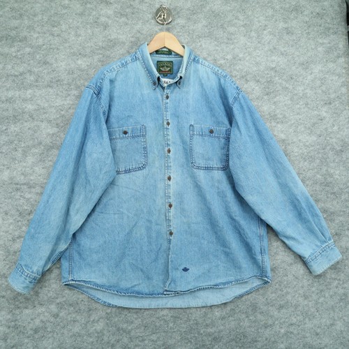 VINTAGE Dockers Denim Button Shirt Mens 