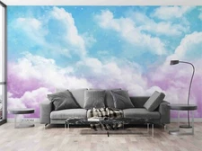 3D Watercolor Clouds Sky Wallpaper Wall Mural Removable Self-adhesive Sticker935