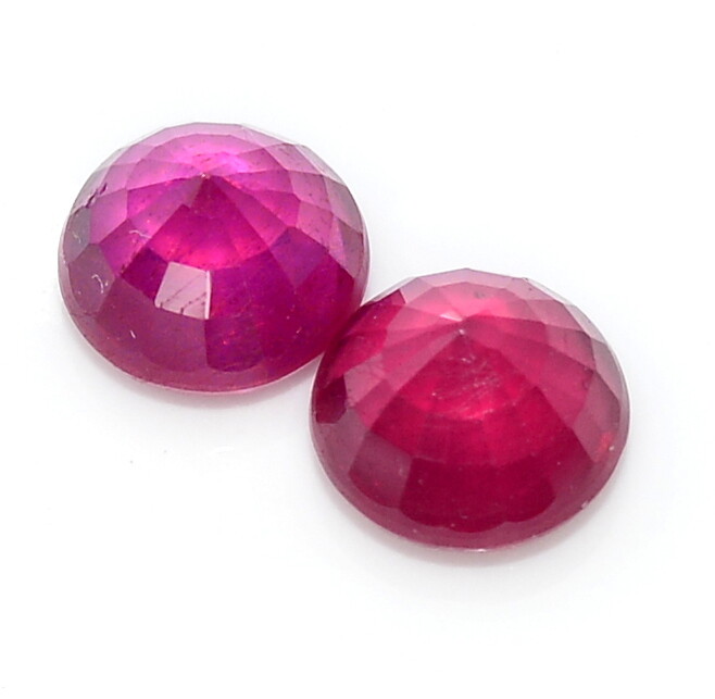 4.16 Cts Natural Ruby Round Cut Pair 7 mm Dark Red Shade Loose
