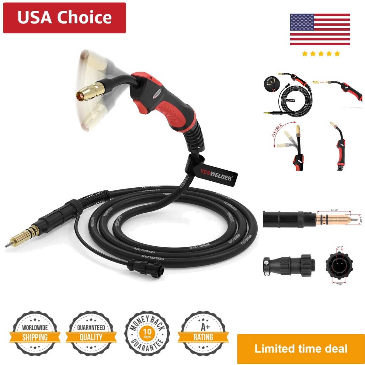 10ft 150A Flexible Neck Mig Welding Gun Torch Stinger Replacement