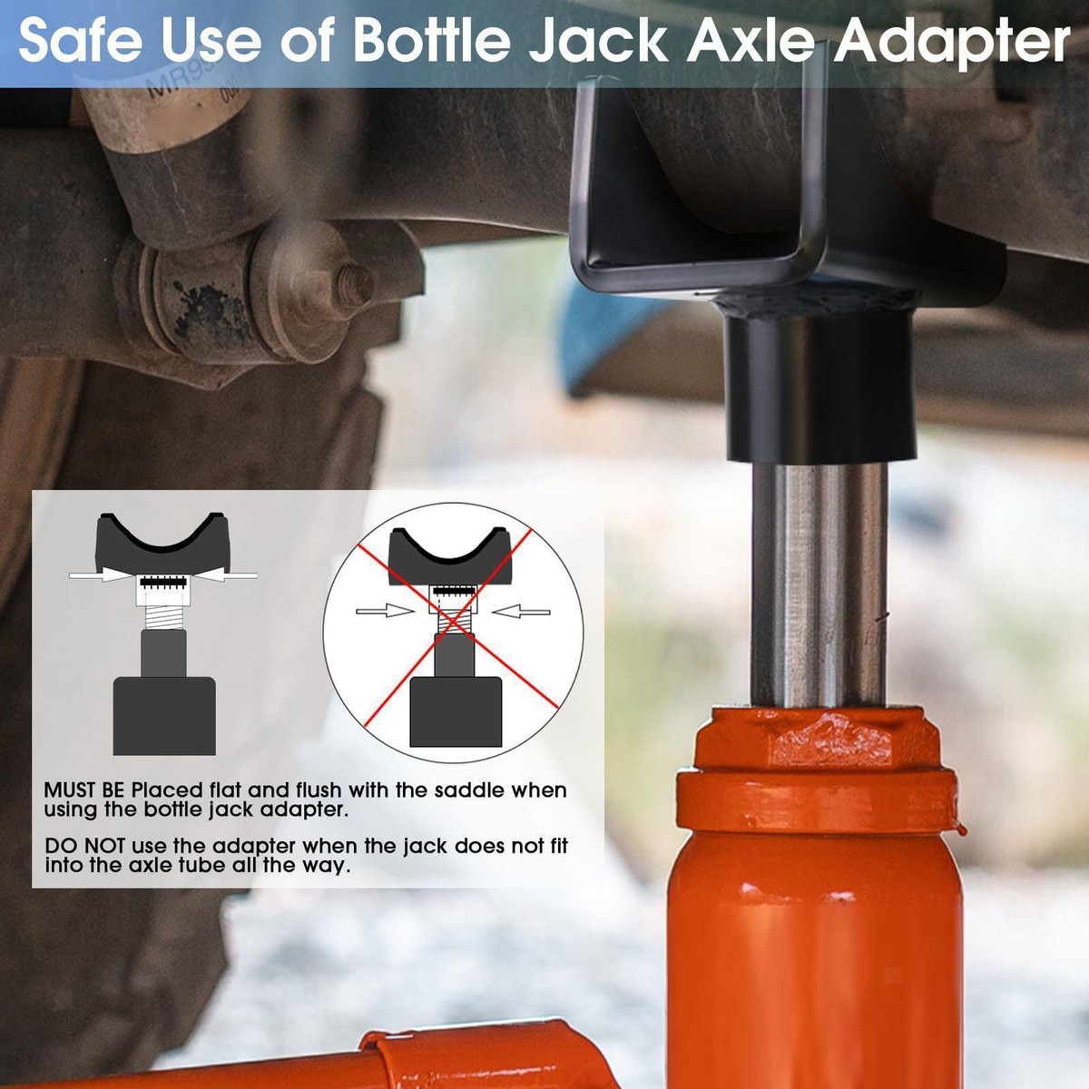 Bottle Jack Axle Adapter - Heavy-Duty Lifting Saddle For 2" & 3" Axle Tubes, 6000 Lb Capacity