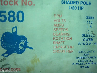 NEW MAGNETEK 1/20 HP MOD 580 3000 RPM 115V CWSE 1 SP SHAFT 5/16 X 2-1/8