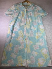 At Home Wear Sears Brand Vintage Housedress Caftan Med Snap Sh/Sleeve
