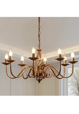 Traditional 8-Light Bronze Chandelier Antique Brass Finish Warm White Lighting