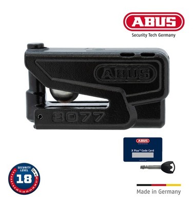 ABUS GRANIT Detecto XPlus 8077 2.0 SCHWARZ DISKLOCK Mit ALARM Für AUTO MOTO