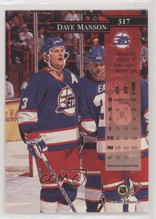 1995-96 Donruss Dave Manson #317 - Image 2 of 2