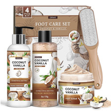Coconut  Vanilla Foot Soak Set - Salts, Foot File, Scrub  Urea Cream Pedicure