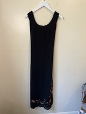 Vintage RAG Women’s Black Maxi Dress Flower Embroidered Size Small