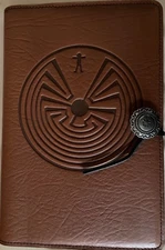 Oberon Design Leather Journal 6x9 Burning Man Labyrinth in Saddle New
