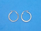 Vtg Silvertoned Hoop Earrings With Clear Rhinestones Unbranded