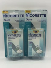Nicorette White Ice Mint 2mg Coated Gum 2X20=40 Pieces Ex 07/27