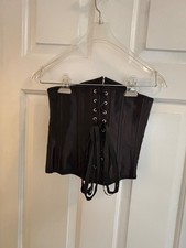 Unbranded Black Fancy Corset w/Fancy Ties  Snaps Size S