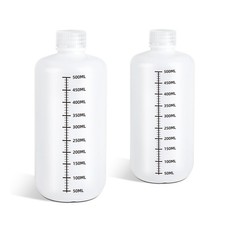 16oz Plastic Bottles with Airtight Caps for Liquids, Graduated Food Grade Pla...