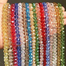 Faceted Rondelle Crystal Beads 3 to 12mm AB Clear Glass for DIY Jewelry Making
