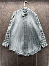 Ralph Lauren Yarmouth Shirt Mens 16.5 34 Green Stripe Classic Fit Long Sleeve
