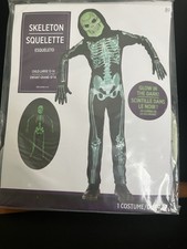 Skeleton Costume Child Large 12-14 Glow In The Dark Halloween Costumes. NEW