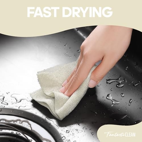  Microfiber Cleaning Cloth Roll -60 Pack, Tear Away Paperless Towels, Off-white thumbnail 6