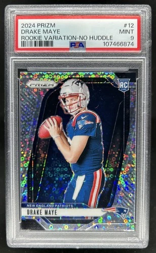 2024 Panini Prizm Drake Maye Variations RC No Huddle VAR #12 PSA 9 Rookie