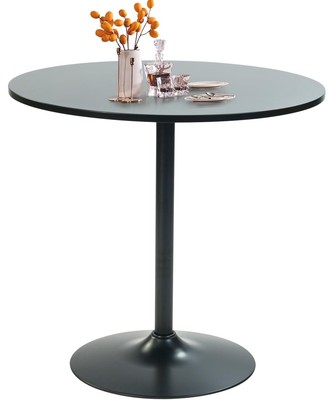 Round Dining Table 31.5 Inch with MDF Tabletop and Metal Pedestal Base, Funct...