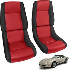 Custom-Fit Leather Seat Covers for 1979-1983 Chevy Corvette C3 Red and Black