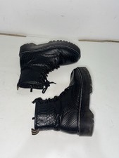 Black crocodile textured leather lace-up boots with chunky sole #goth #punk