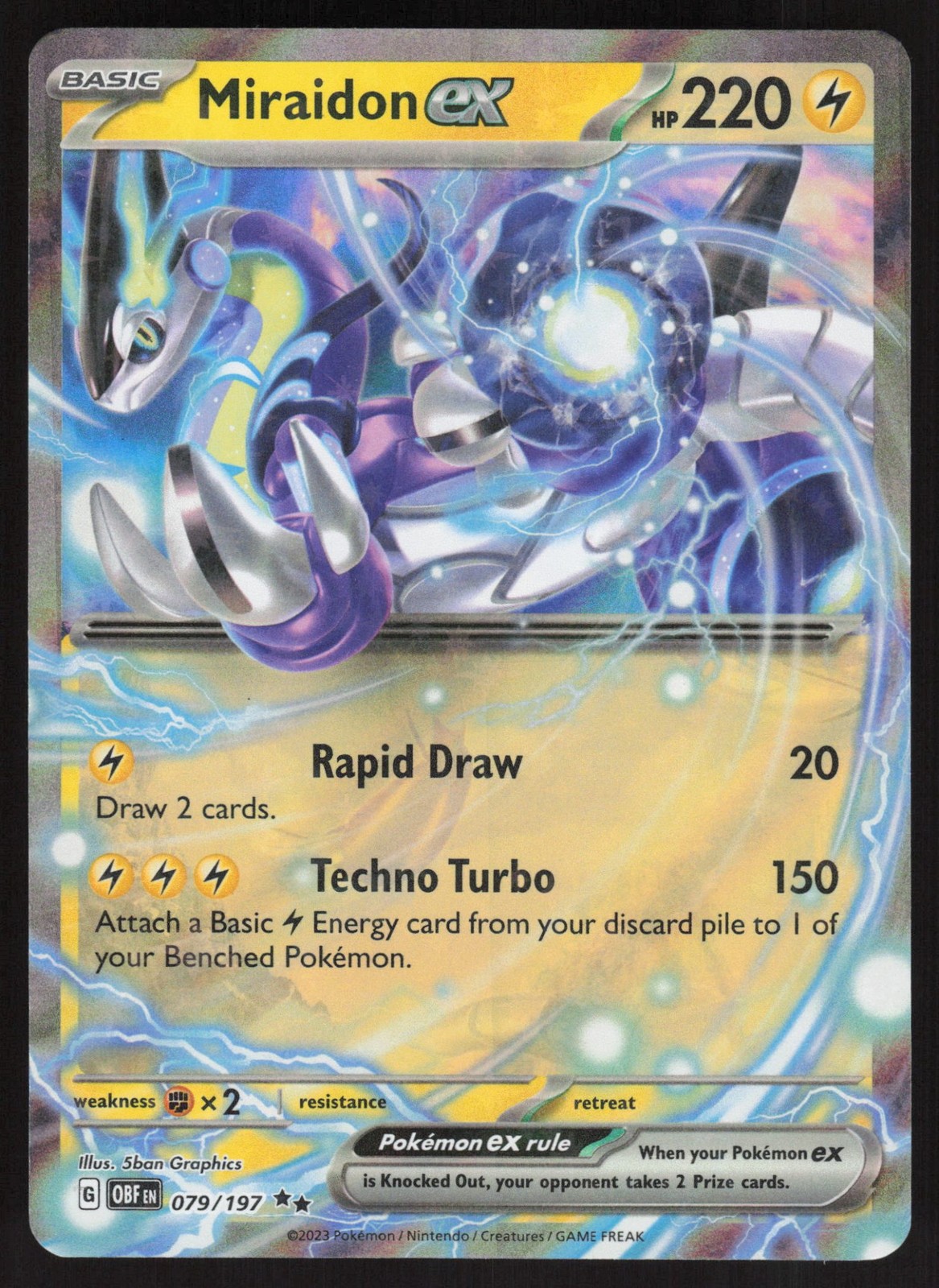 Pokemon Miraidon ex Double Rare 079/197 Obsidian Flames Holofoil NM