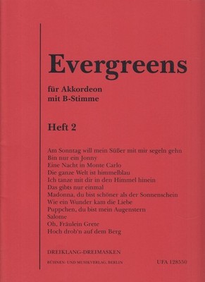 Noten: Evergreens für Akkordeon Heft 2, Mit B-Stimme, UFA 128550, sehr gut