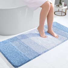 OLANLY Bathroom Runner Rugs Mat 47x20, Extra Soft 47" X 20", Light Blue