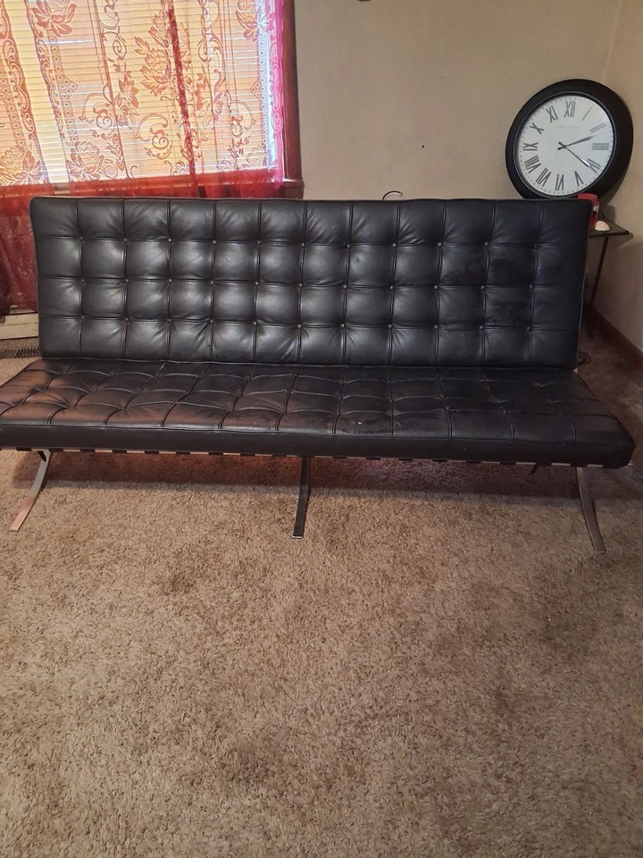 Cojines para silla Barcelona de cuero negro Foto 2 de 2