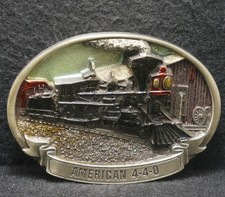 XC23160 NOS VINTAGE 1987  AMERICAN 4-4-0  TRAIN COMMEMORATIVE BELT BUCKLE
