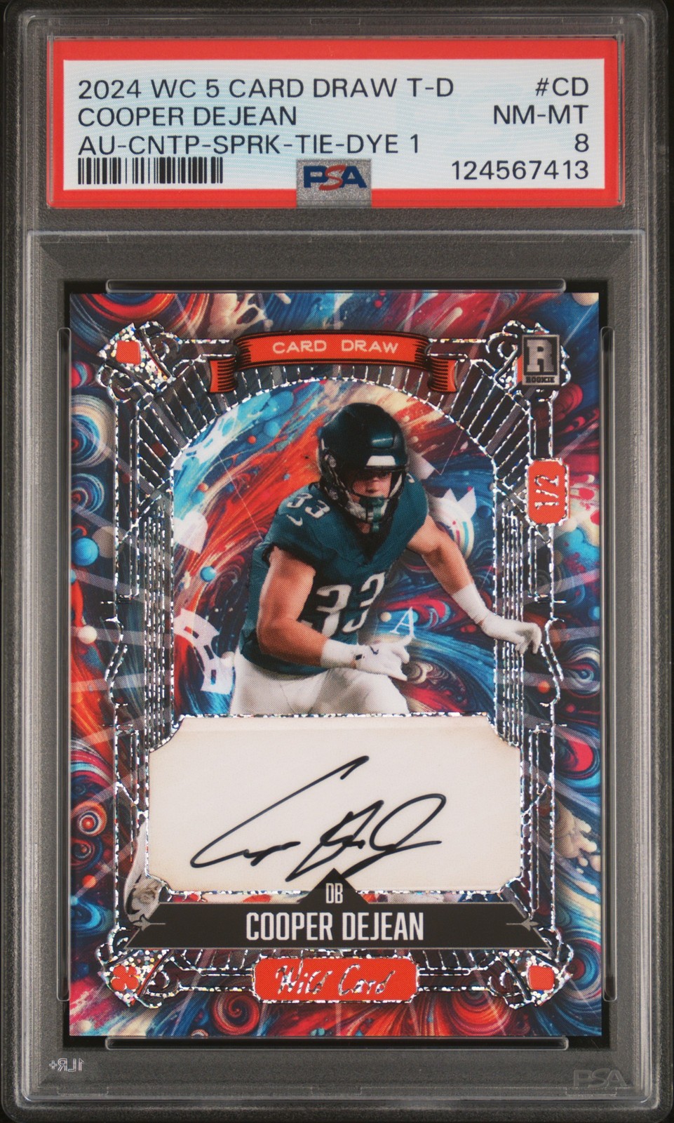 Cooper DeJean Wild Card 5 Card Draw Tie-Dye Web Exclusive Autographs #CD Contemporary-Sparkles Foil-Tie-Dye 1