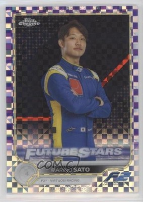 2022 Topps Chrome Formula 1 Purple Checker Flag Refractor /199 Marino Sato 0hu7