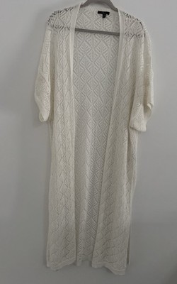 MAVI  Elegant Minimalist White short Sleeve knitted LONG Cardigan-Size S/M