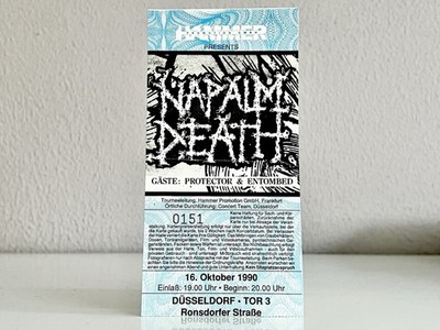   Konzertkarte NAPALM DEATH/PROTECTOR/ENTOMBED 1990 Ticket TOR3 Düsseldorf  