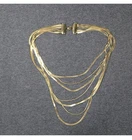 vintage costume jewelry monet gold tone multi chain herringbone necklace