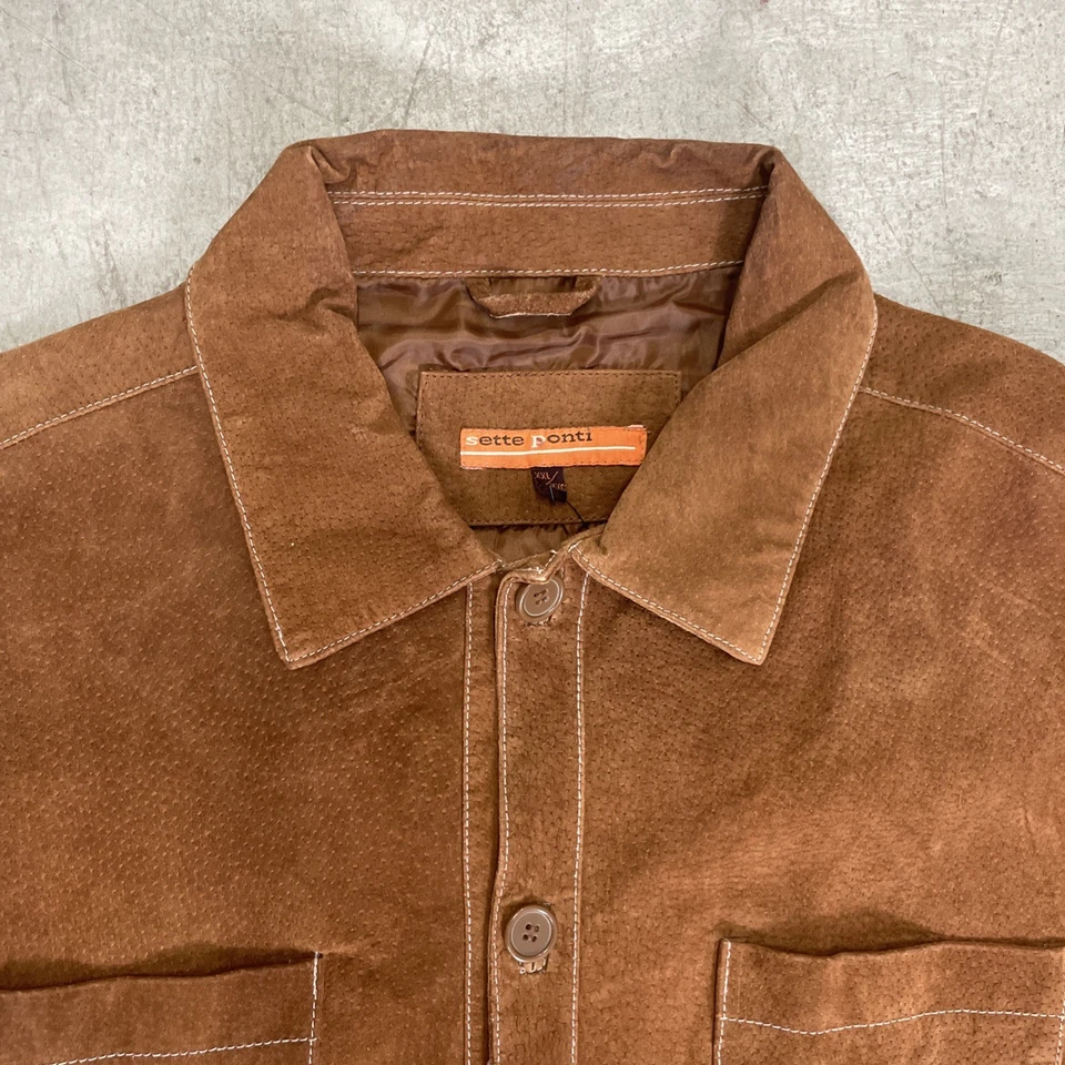 Vtg Suede Leather Jacket Tan Size 2XL Button Front Collar Pockets Cowboy Western - Image 4 of 4