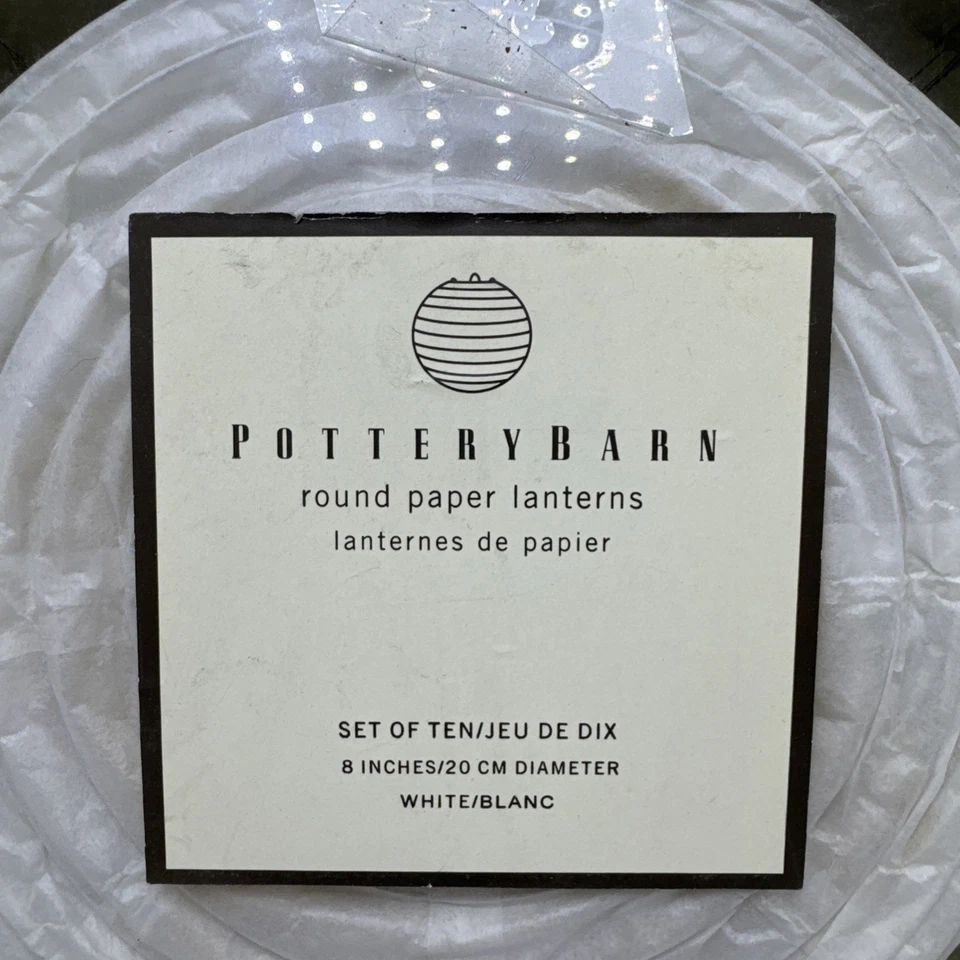 Paquete de 10 linternas de papel Pottery Barn blancas de 8" Foto 3 de 4
