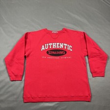 VINTAGE SPALDING SWEATSHIRT SPELLOUT 50-50 Made in USA Medium Red Unisex VTG