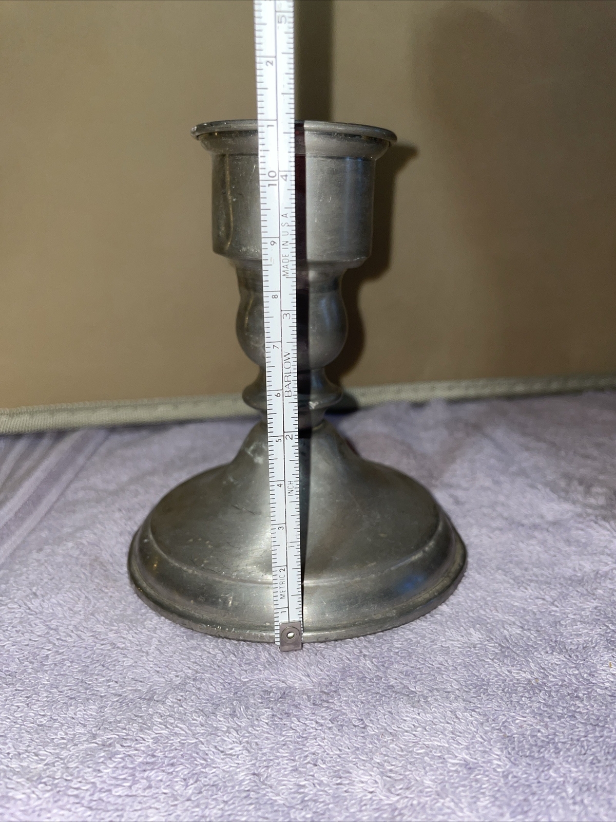 Leonard Pewter Candle Holder Base For Hurricane Lamp