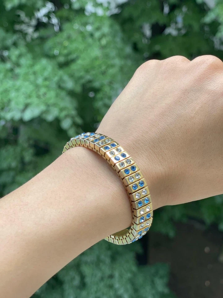 Handmade Bracelet Gold Bangle London Blue Topaz Gift for girlfriend Birthday 24K - Image 3 of 4