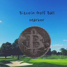 Bitcoin Golf Design Black Ball Marker with Hat Clip -New 