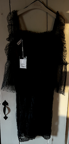 Self Portrait Black Mesh Midi Dress Size 6 Tags still on