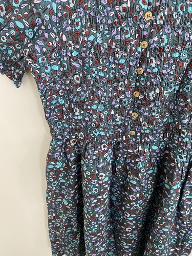 Girls' Short Sleeve Woven Dress - Cat & Jack - Dusty Green Floral XL(14) New - 第 4/6 張圖片