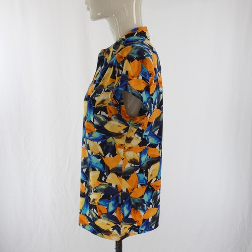 ALFANI Top Shirt Blouse Stretchy Colourful Leaf Print Cap Sleeve Casual Size L - Picture 8 of 9