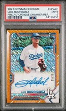 2021 Bowman Chrome Prospect Orange Shimmer Auto RC Rookie Luis Rodriguez PSA 9