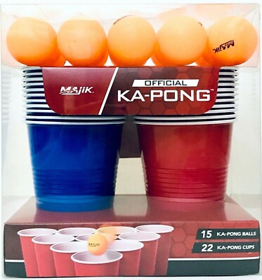 Majik Offical Ka-Pong Game With 15 Ka-Pong Balls & 22 Ka-Pong Cups & Instruction