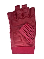 Leather Crochet Cycling / Bicycle Gloves - Vintage  (Red)